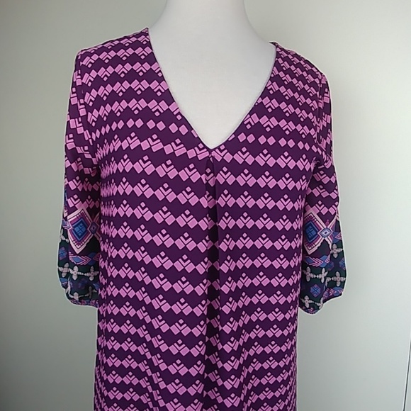 EVERLY: V neck jewel tone shift tunic dress S, EUC - Picture 3 of 7